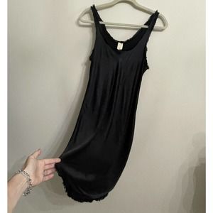 NATION LTD Bias Cut Dress Fuzzy Trim Black Cocktail Dress Sheath Sexy Classic Sm